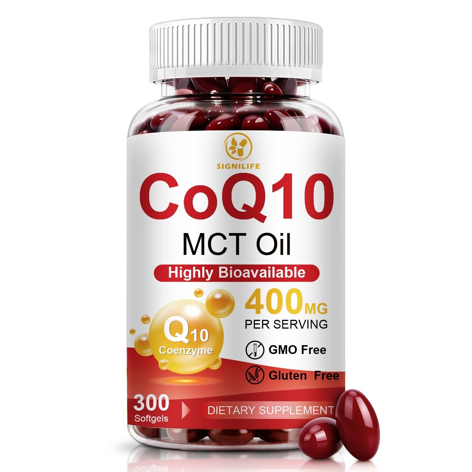 Extra Strength CoQ10 400mg Softgels with MCT Oil – Antioxidant Heart & Energy Su