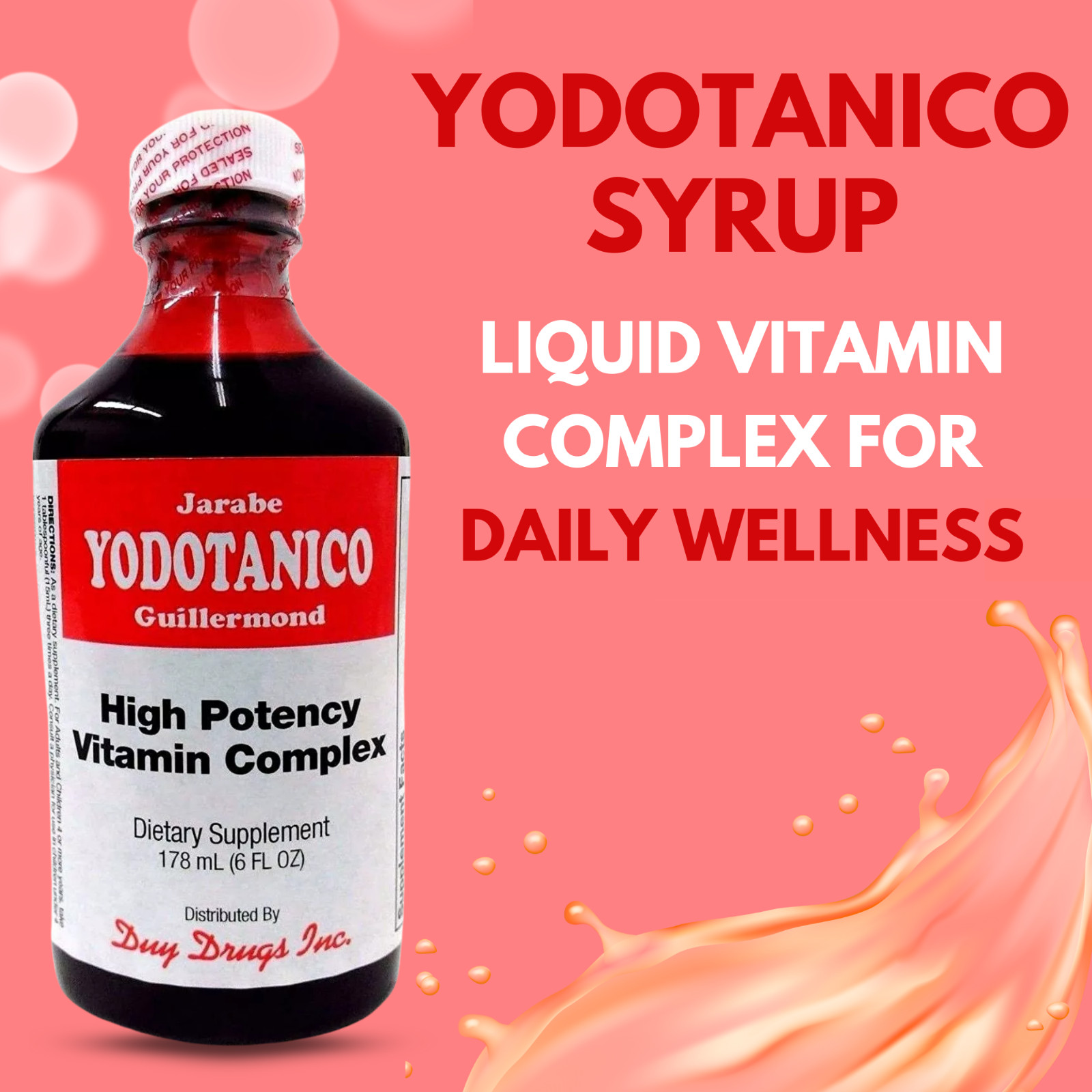 Yodotanico Vitamin Complex Syrup – High Potency Supplement, 6 fl oz (3-Pack)