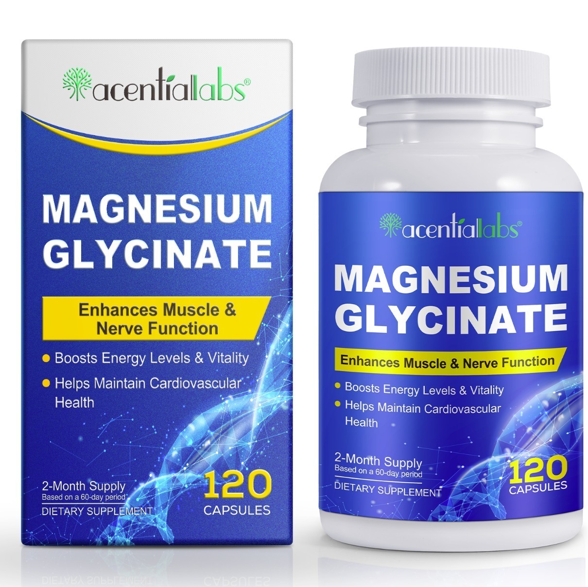 Magnesium Glycinate 120 Capsules 1040mg High Absorption for Sleep Stress Muscle