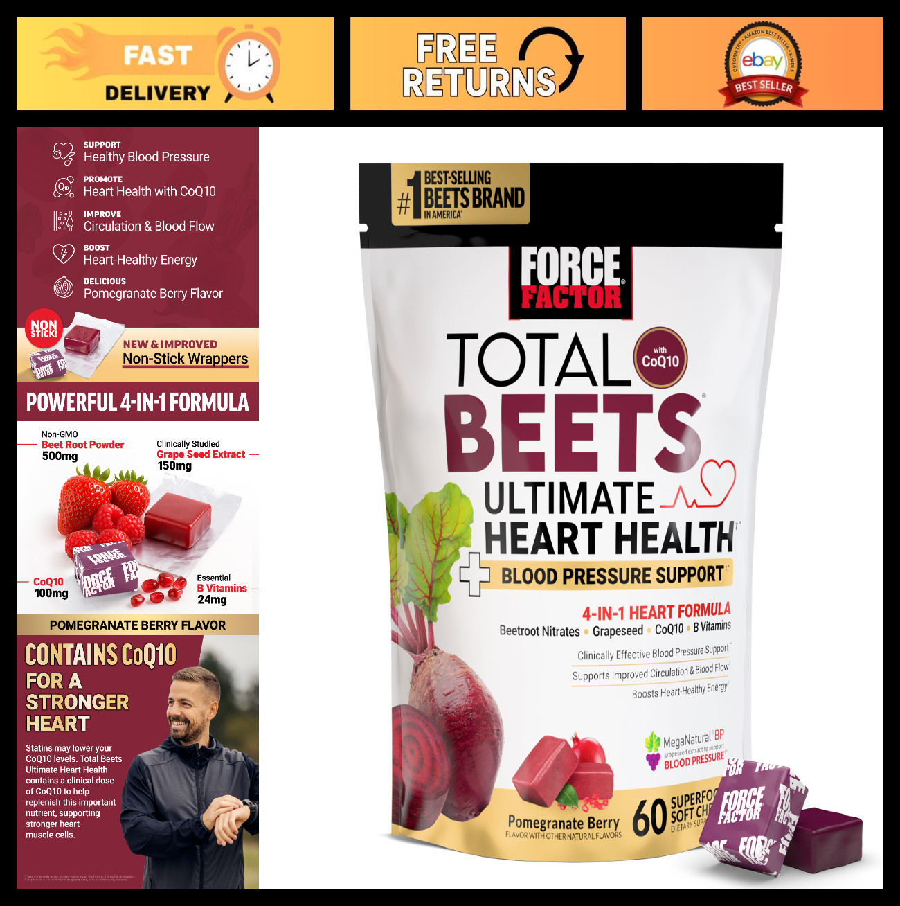 Ultimate Heart Health Chews for Blood Pressure Support | Beet Root Powder, CoQ10