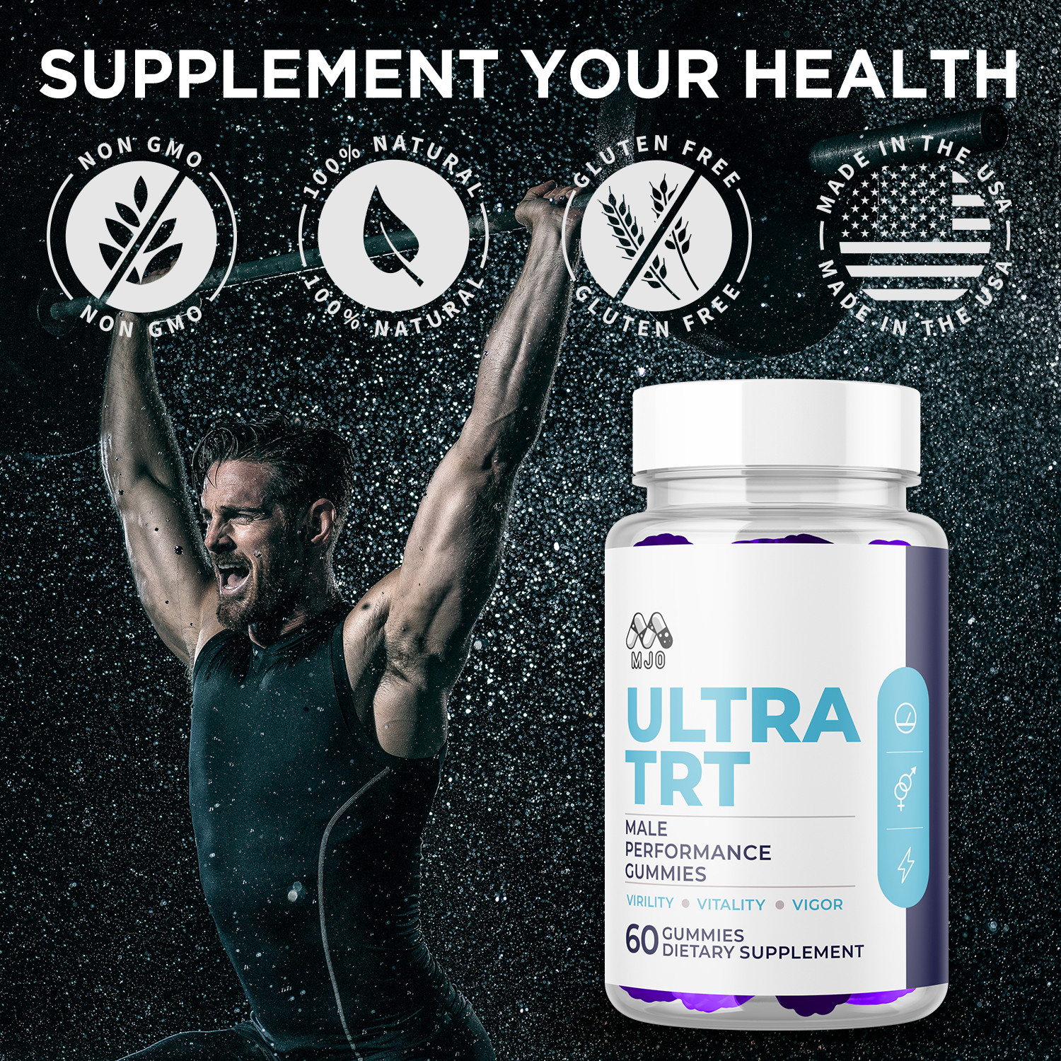 (1 Pack) Ultra TRT Male Gummys Advanced Male Health Support UltraTRT 60 Gummies