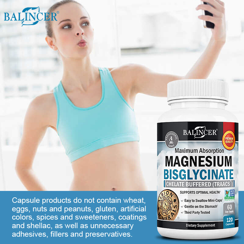 Magnesium Bisglycinate 400mg | 120 Capsules | Buffered Supplement | by Balincer