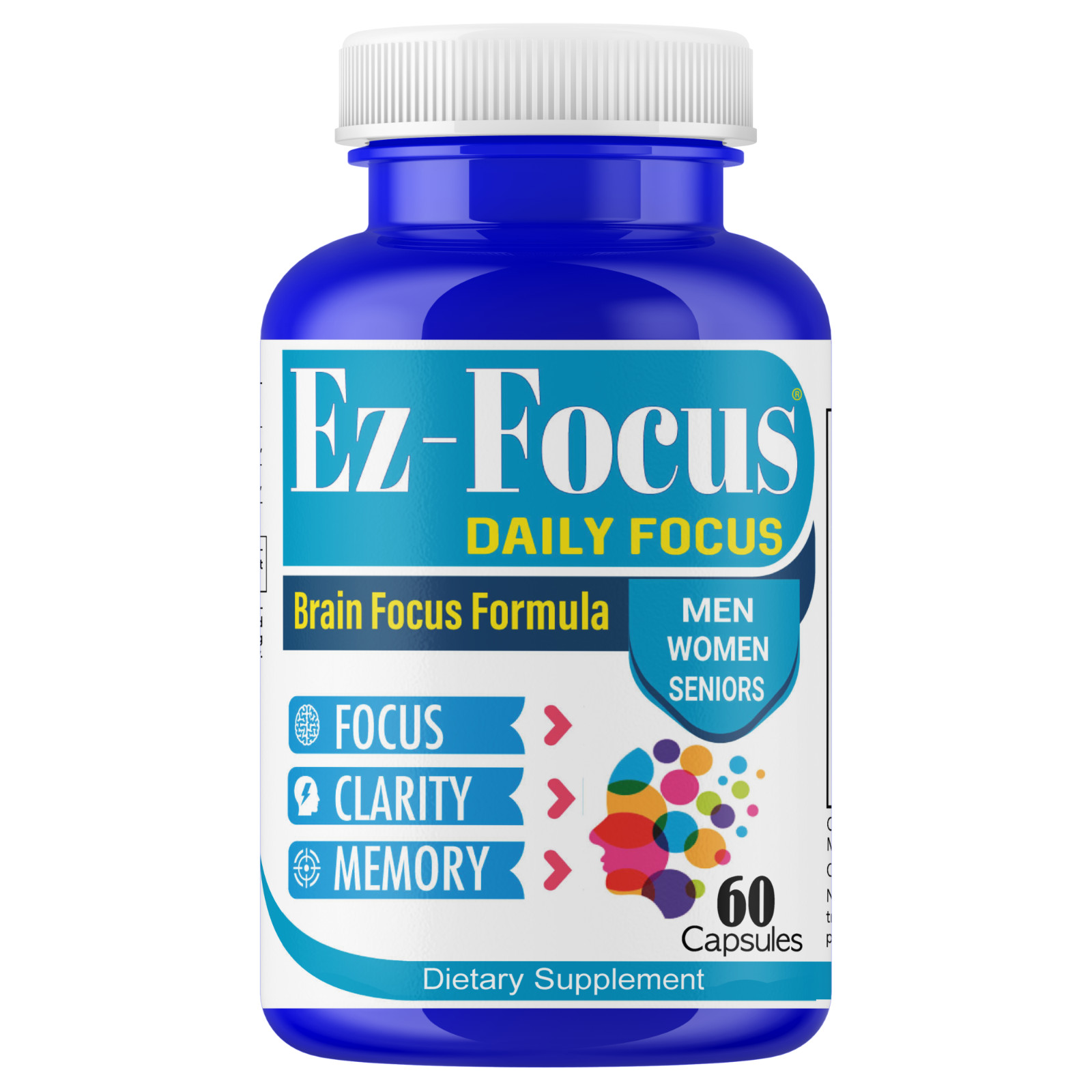 Adult Vitamin Brain Boost Nootropics for Focus Memory Clarity Sharp Mind 60Caps