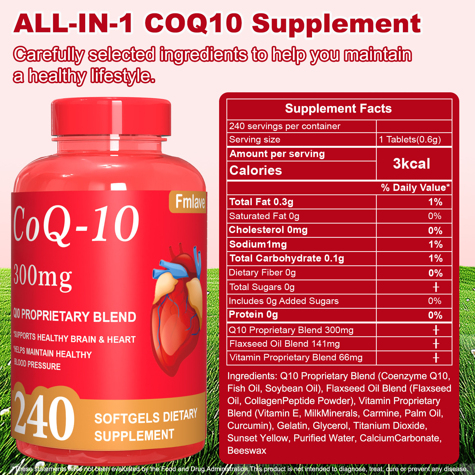 2x CoQ-10 300mg 480 Softgels Coq10 Co Q10 Coenzyme Heart Support NON GMO US Ship