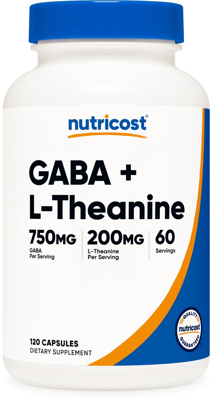 Nutricost GABA (750mg) + L-Theanine (200mg) 120 Capsules – GMO-Free, 60 Servings
