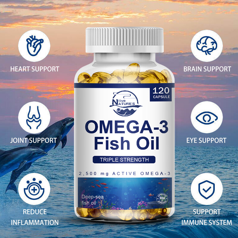 2PACKS Omega 3 Fish Oil Capsules 3x Strength 3600mg EPA & DHA, Highest Potency