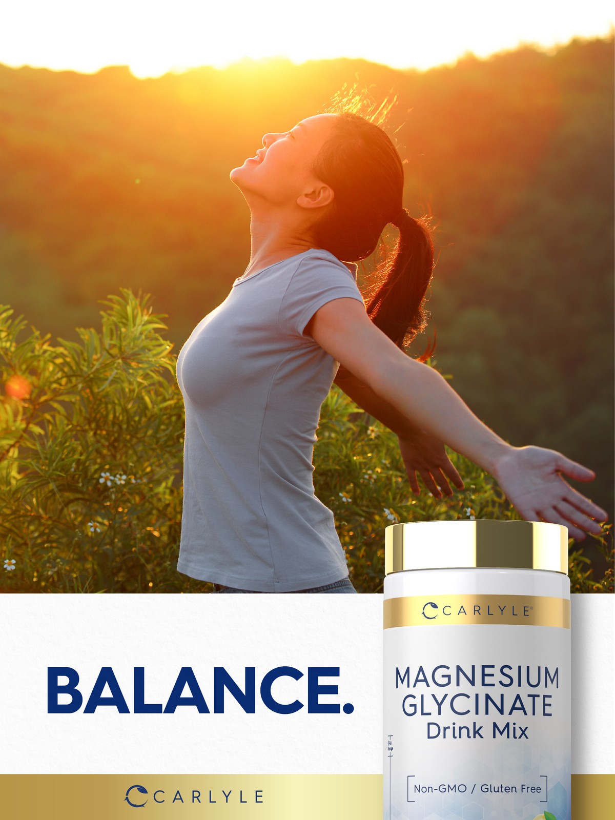 Magnesium Glycinate Drink Mix | 5oz Powder | Raspberry Lemon Flavor | by Carlyle