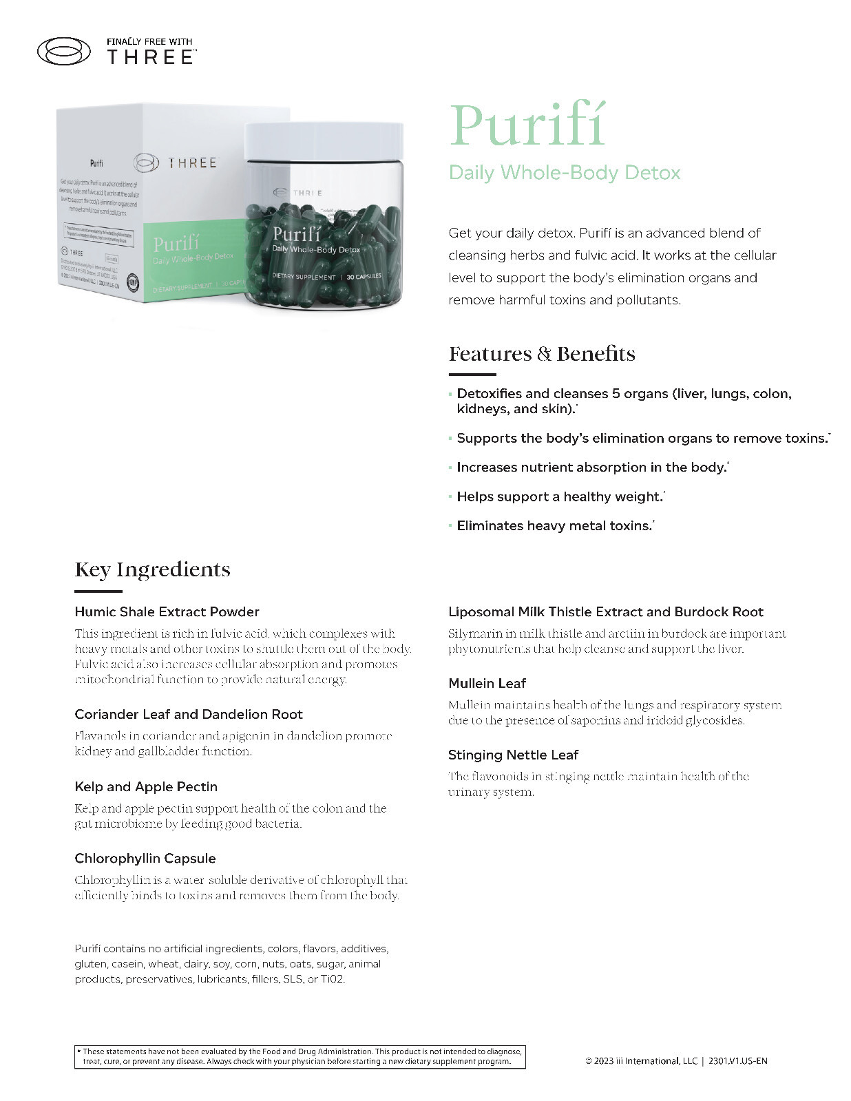 Purifí Daily Whole-Body Detox Proactive Wellness Supplement
