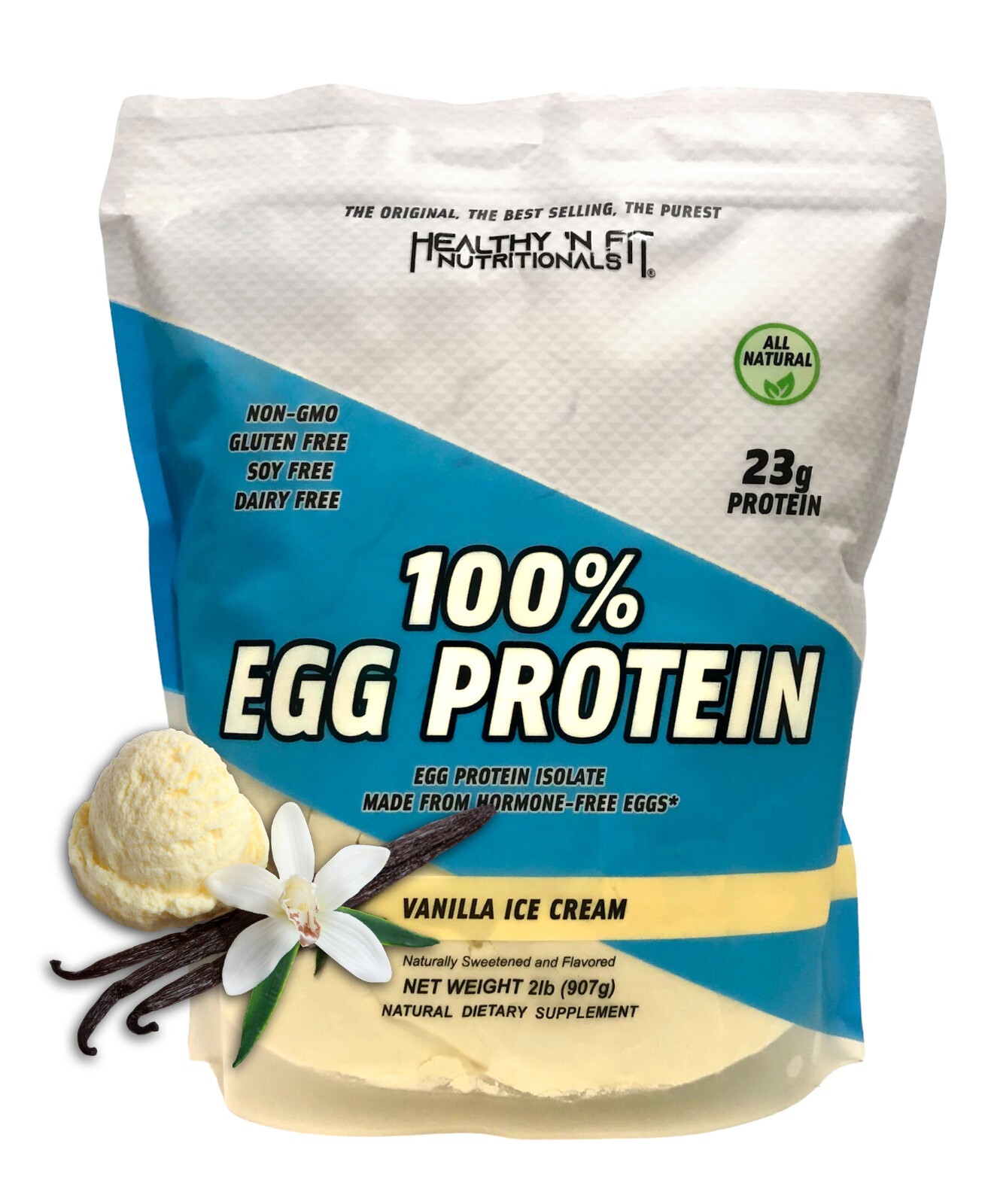 HEALTHY N FIT – 100% Egg Protein 2lb, Vanilla Ice Cream, Paleo, Vegan, Natural