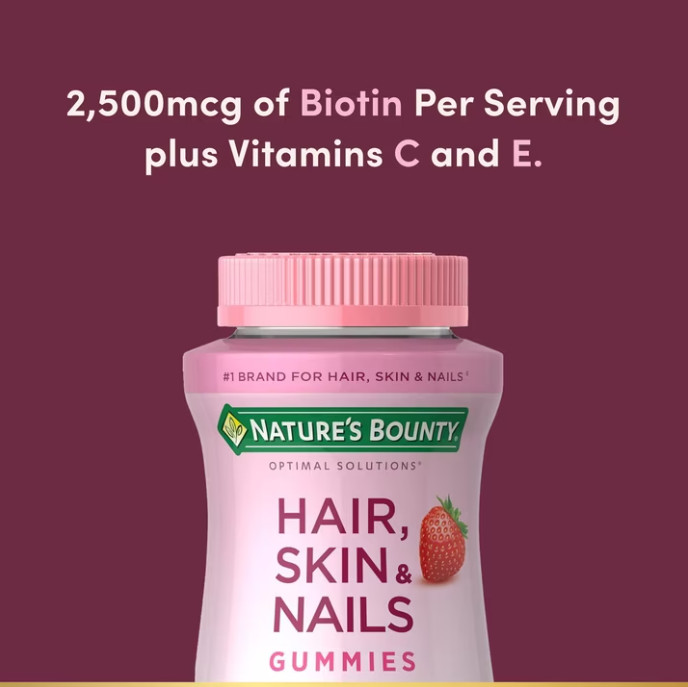 2-Pack Nature’s Bounty Hair Skin & Nails Strawberry Gummies 180 Ct Biotin
