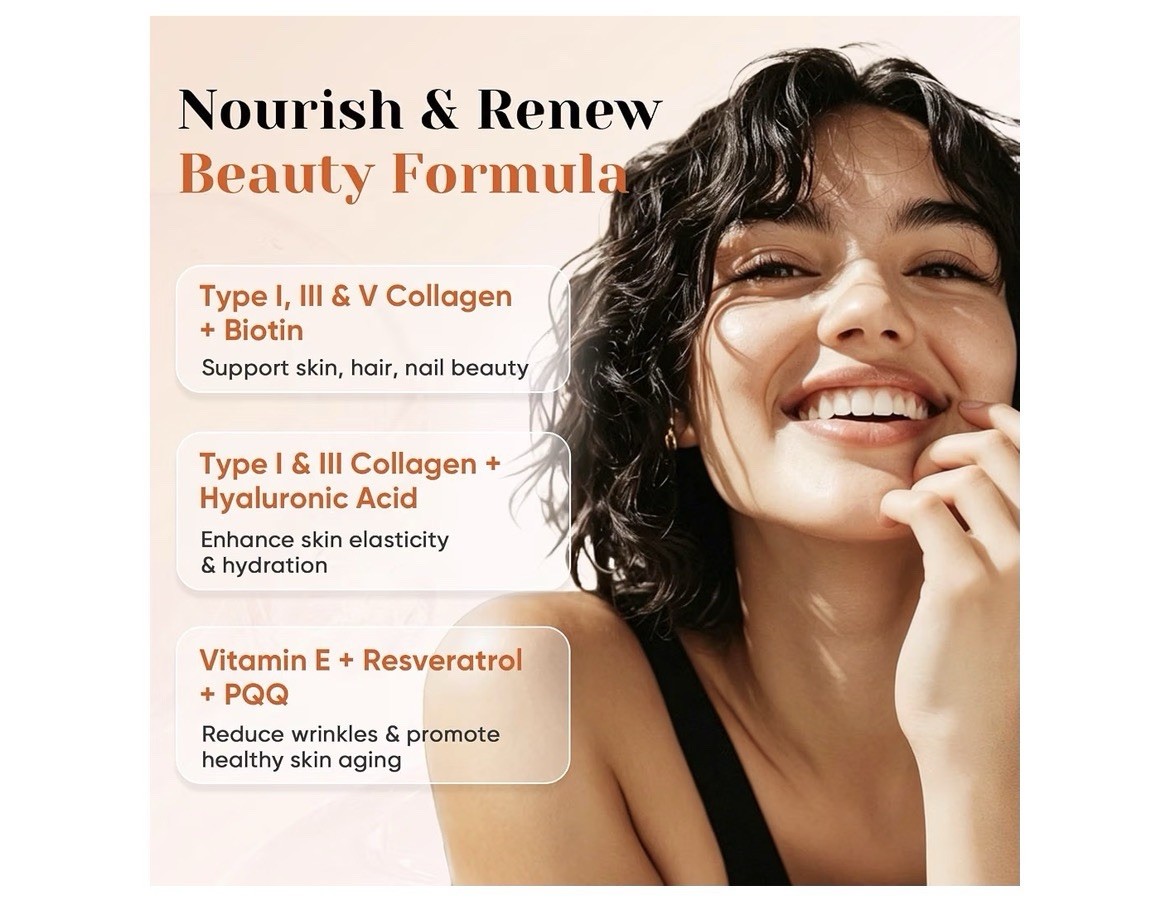 Multi Collagen Peptides Capsules w/ Biotin Hyaluronic Acid MSM 120 Capsules