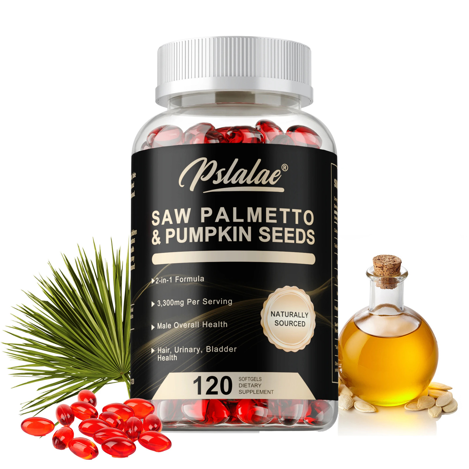 Saw Palmetto & Pumpkin Seed 120pcs – Reduce Frequent Urination, Prostate Health