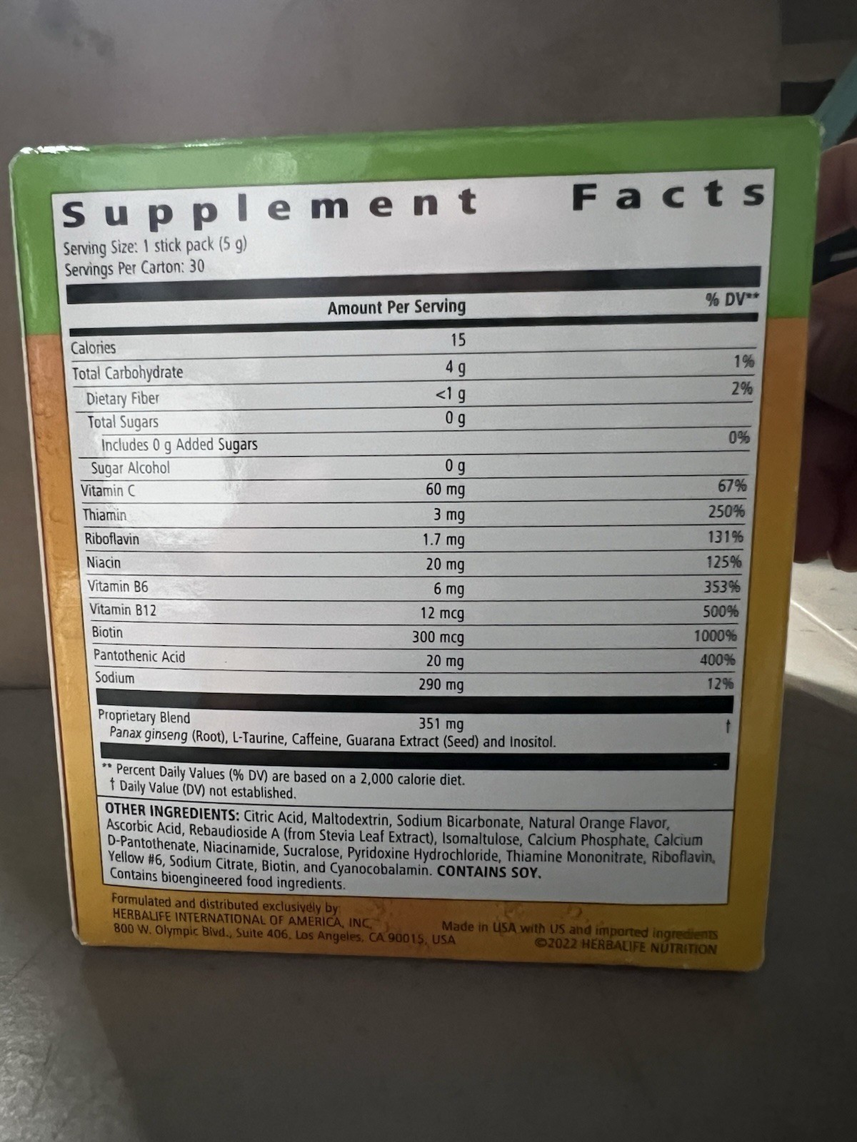 Herbalife Nutrition LIFTOFF Energy Stick Packs -Orange Favor- 30 stick pack