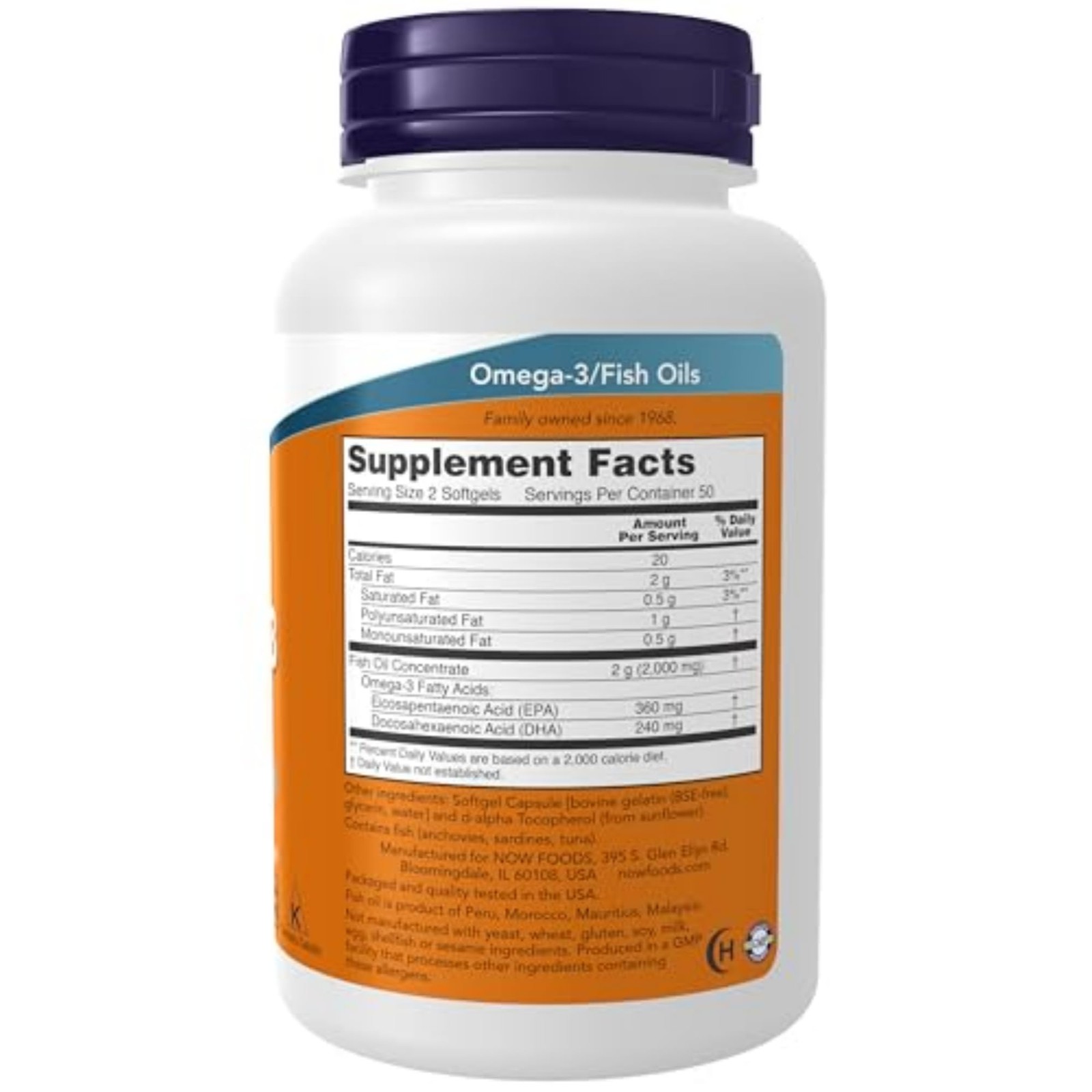 NOW Supplements, Omega-3 180 EPA / 120 DHA, 100 Count (Pack of 1), Amber