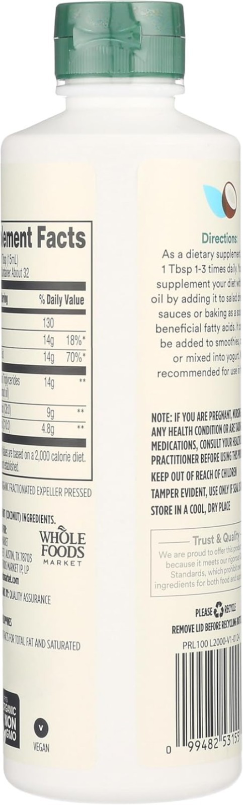 Organic Unflavored MCT Oil – 16 Fl Oz for Keto, Coffee, & Smoothies