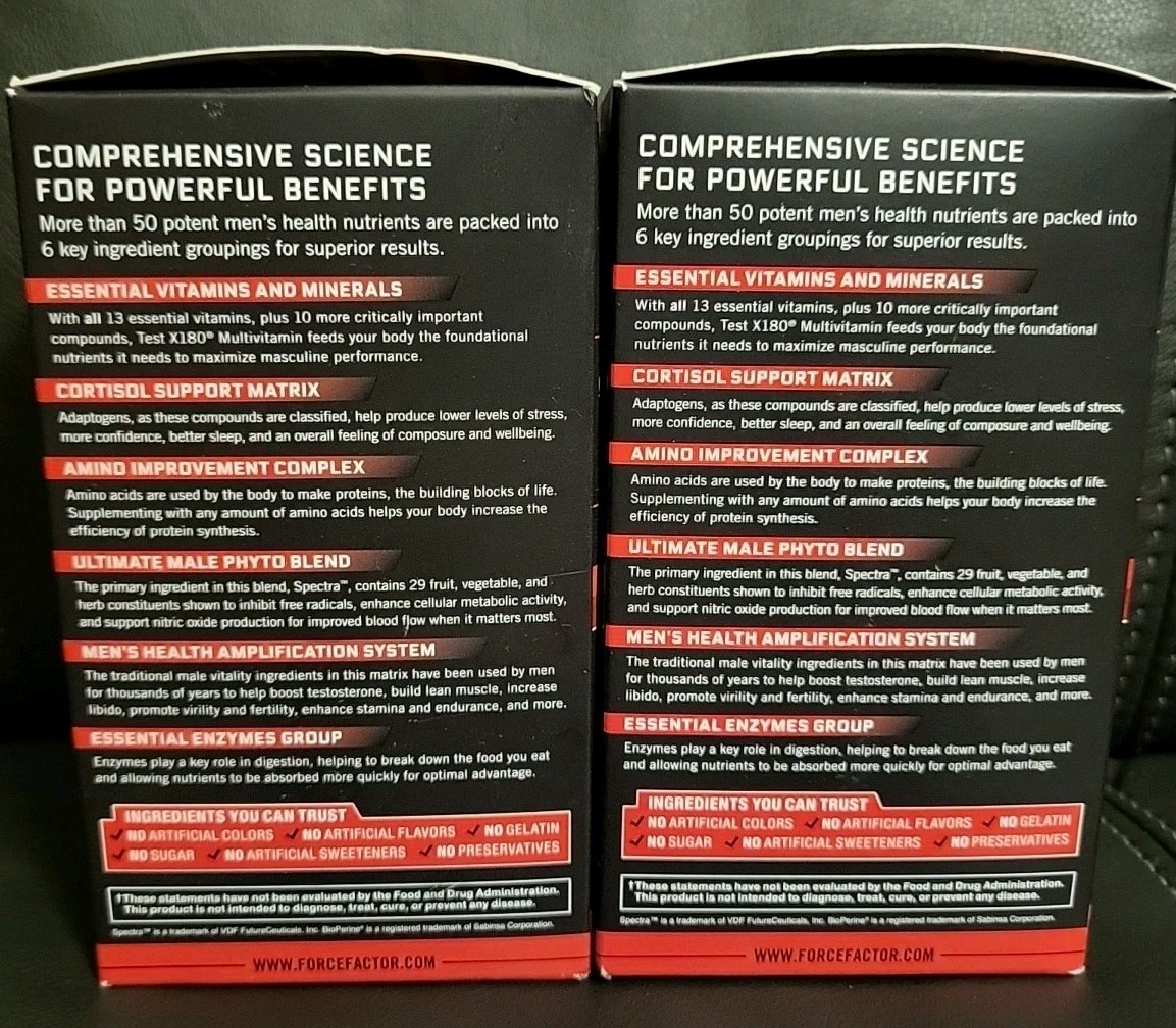 2 Count Force Factor Test X180 Multivitamin 120 Tablets Each (240Ttl) Exp 9/2027