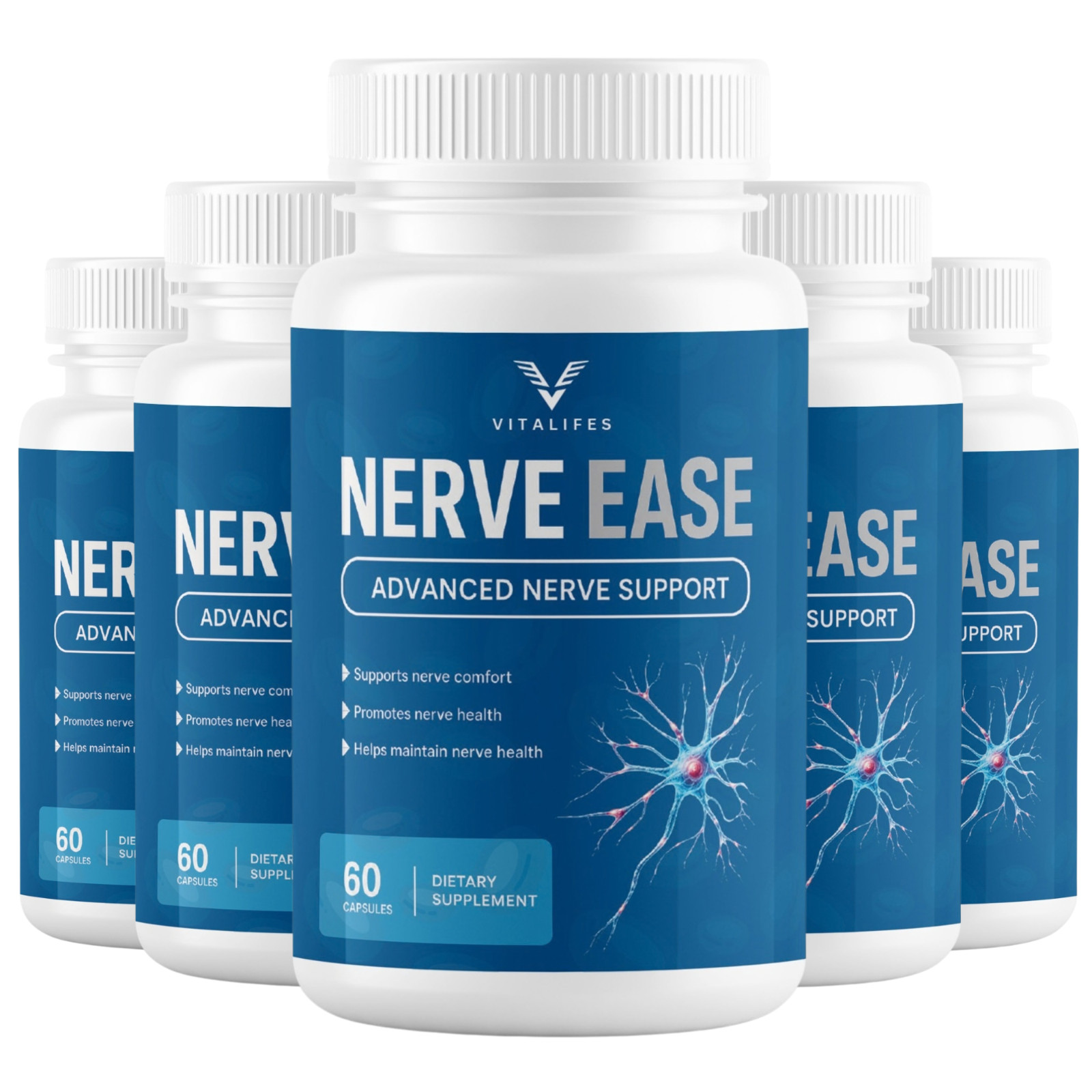 (5 Pack) Nerve Ease Nootropic Nerve Support Max Supplement NerveEase 60 Capsule