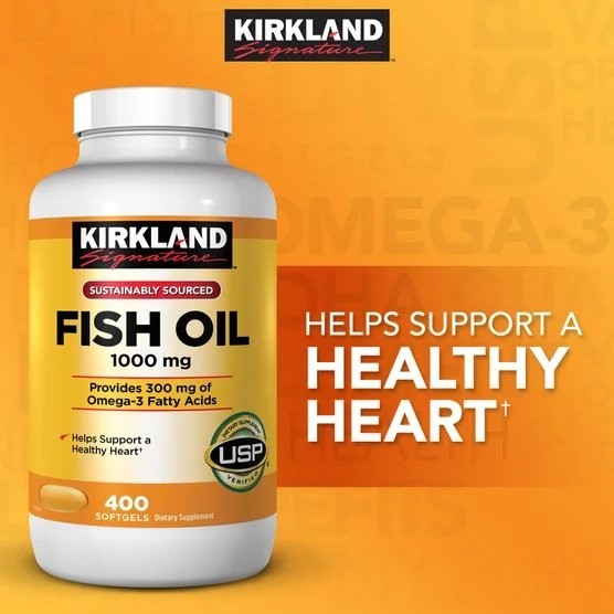 Kirkland Signature Fish Oil 1000 mg Supports Healthy Heart 400 Softgels
