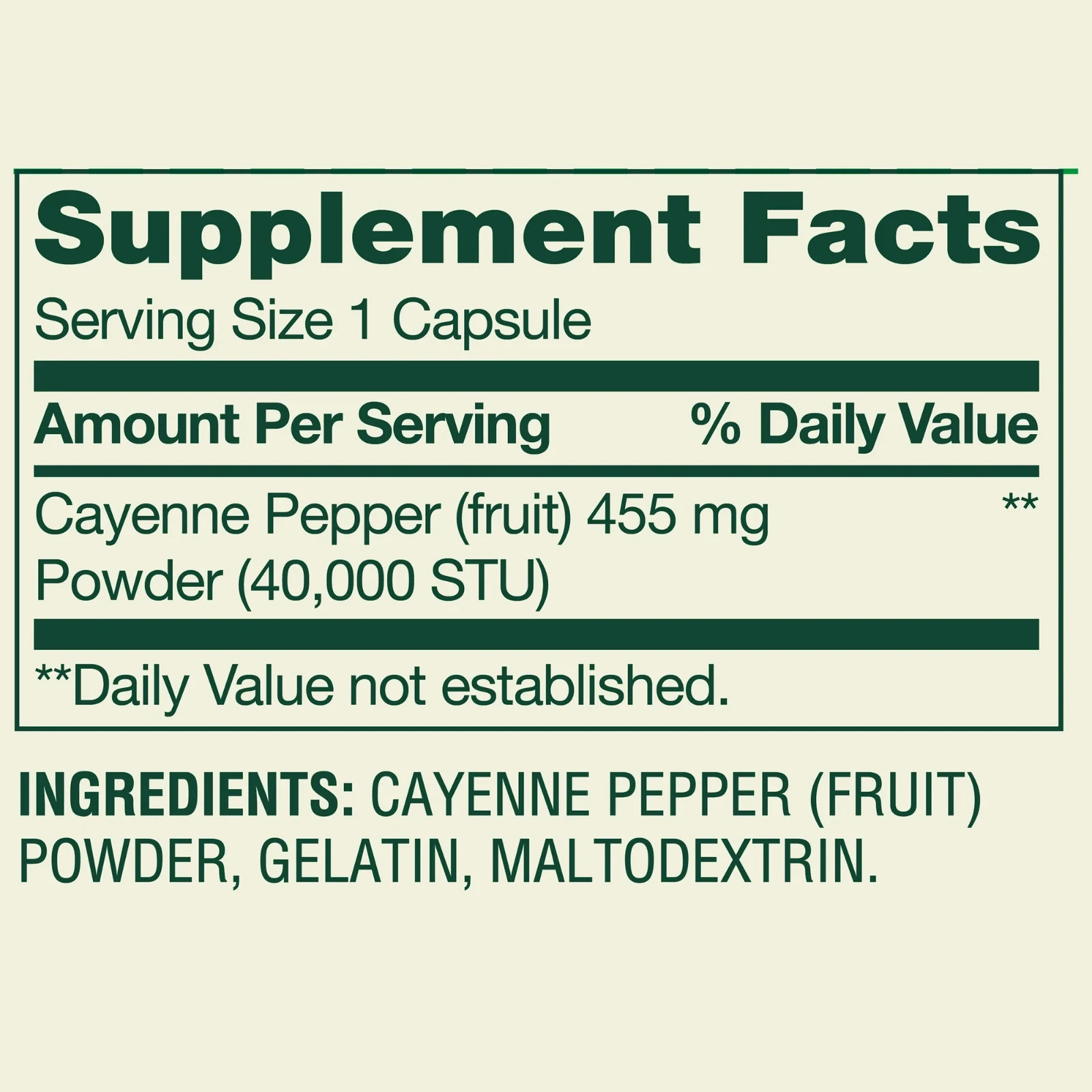 Spring Valley Cayenne Capsules 455 mg, 100 Ct Dietary Supplement for Metabolism