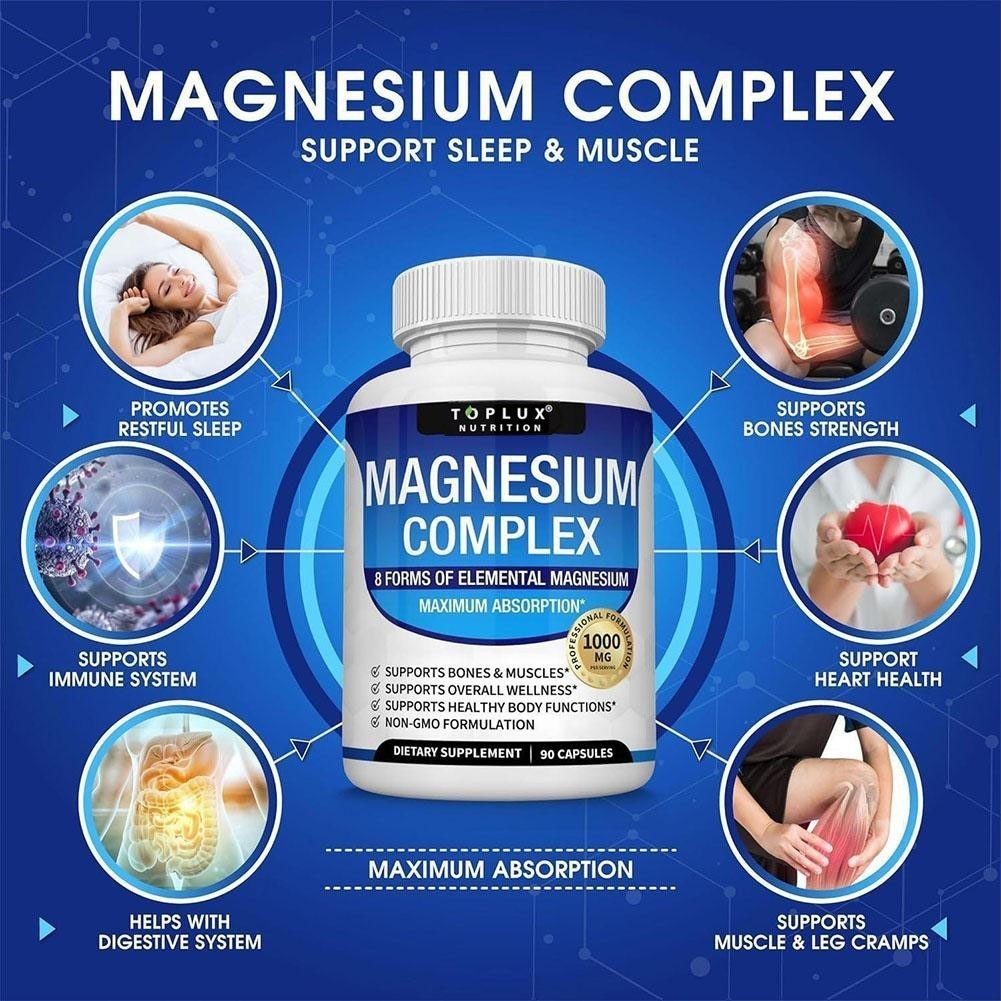 Toplux Nutrition Magnesium Complex 1000mg Supports 8 Elemental Magnesium