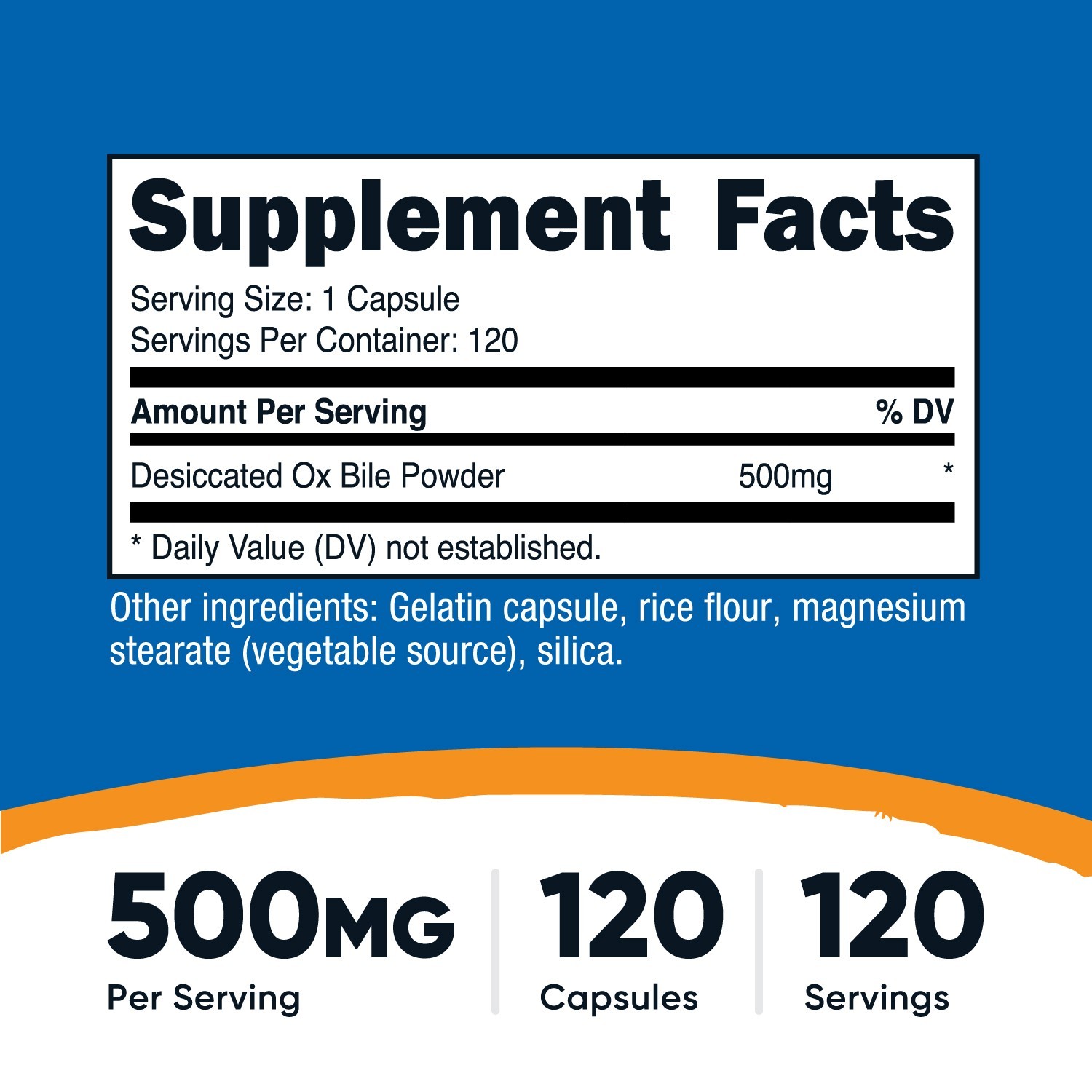 Nutricost Ox Bile Capsules 500mg, 120 Capsules – Gluten Free, Non-GMO