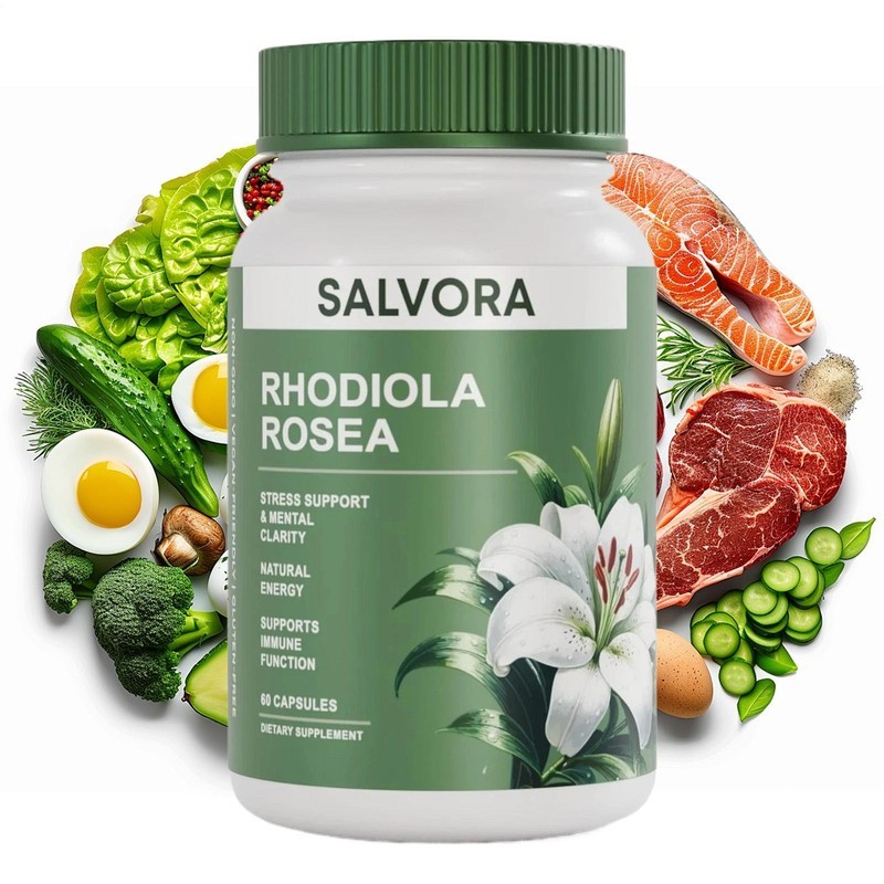Salvora Rhodiola Rosea Dietary Supplement, 60 Capsules, Stress Support