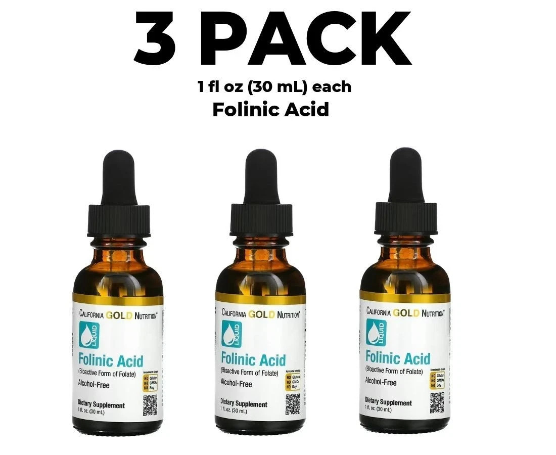 California Gold Nutrition, Folinic Acid, 1 fl oz (30 ml), 3 PACK! *No ship USA