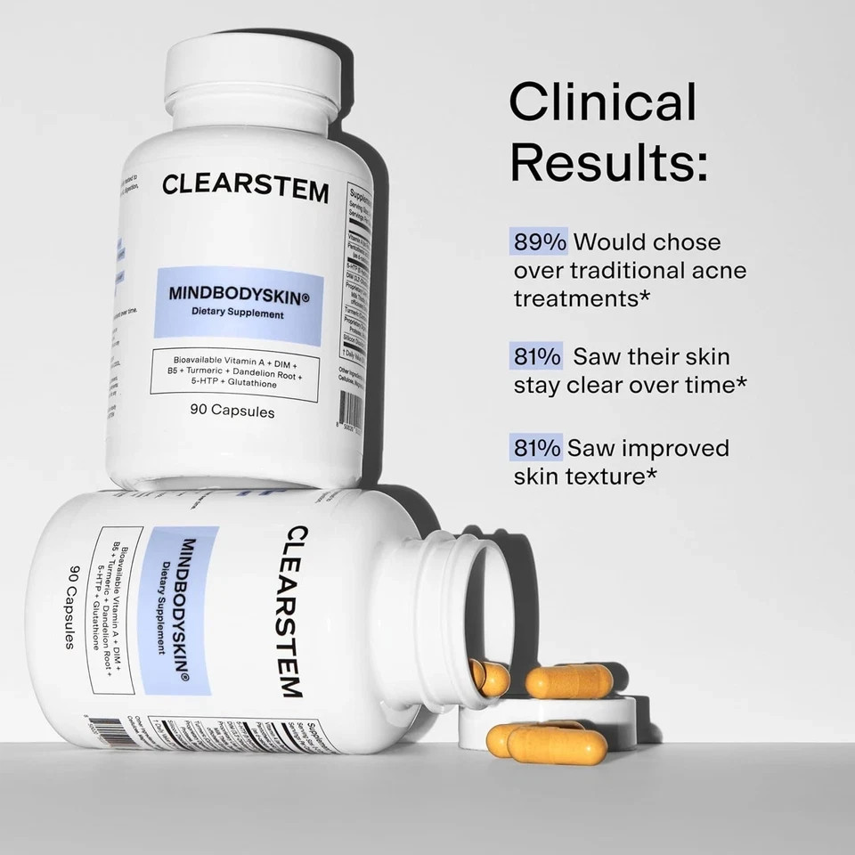CLEARSTEM Hormonal Acne Supplement – DIM + 5-HTP – 90 Capsules
