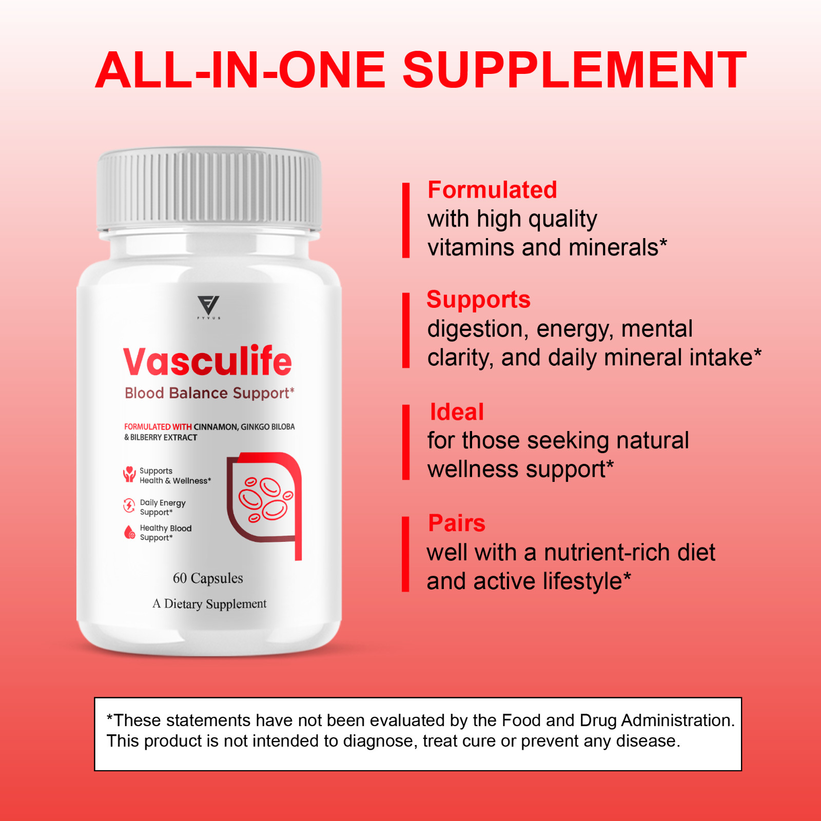 (3 Pack) Vasculife Blood Balance, Vasculife Advanced Blood Health (180 Capsules)