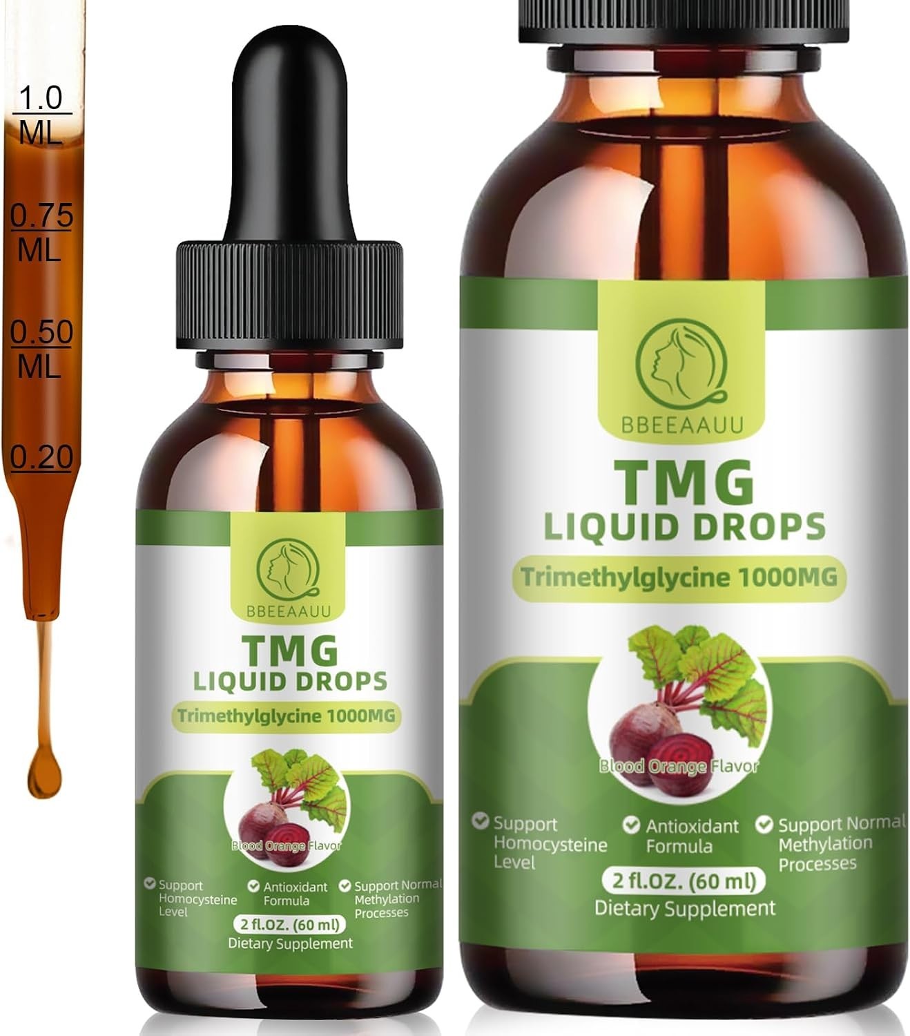 1000MG TMG Liquid Drops – Fast Absorbing Blood Orange Flavor for Daily Wellness