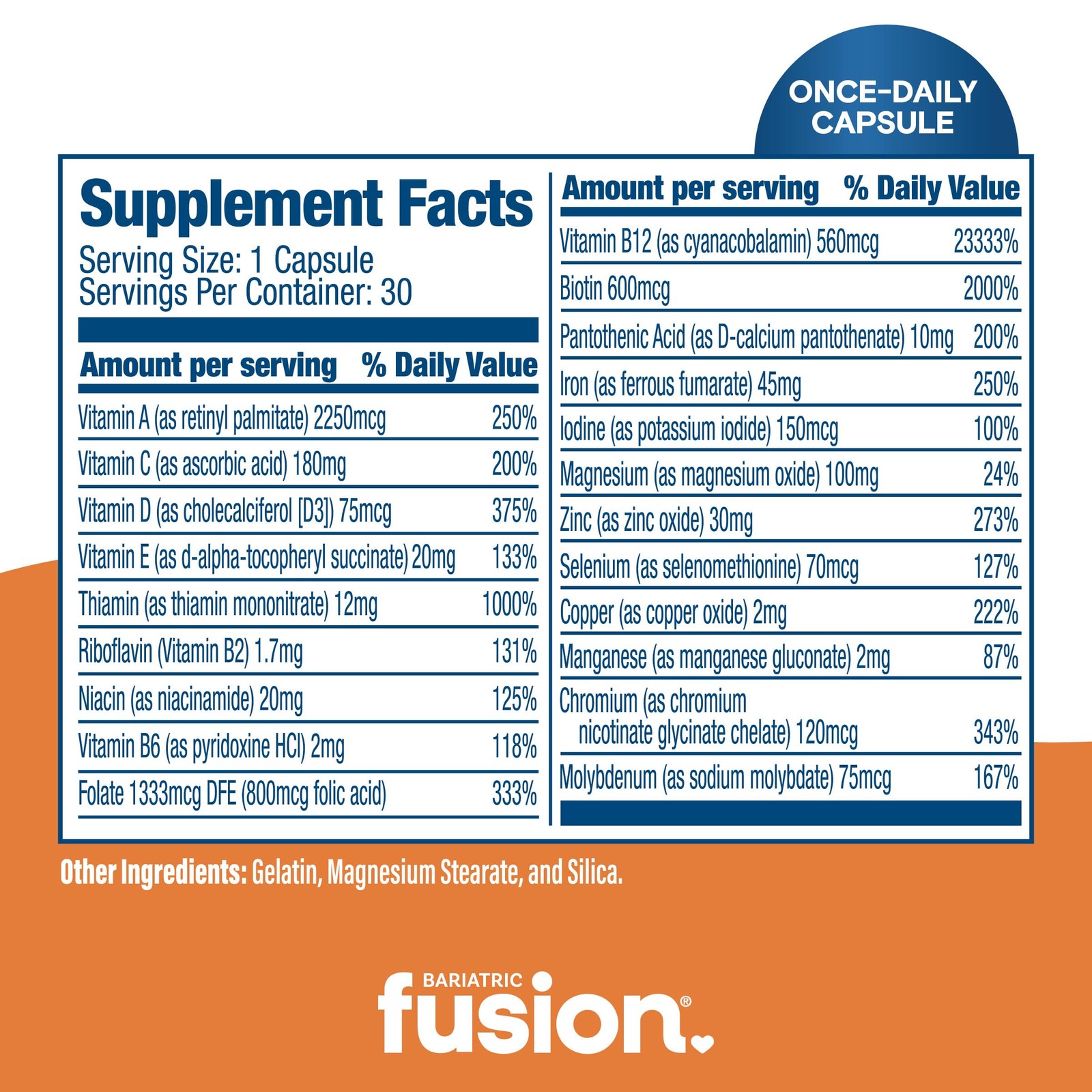 Bariatric Fusion One Per Day Multivitamin with 30 Count (Pack of 1)