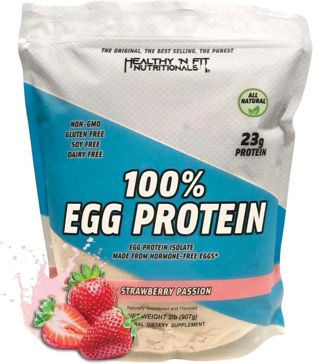 Healthy N Fit 100% Egg Protein – Strawberry – 2 lb (907 g) – Pack of 2