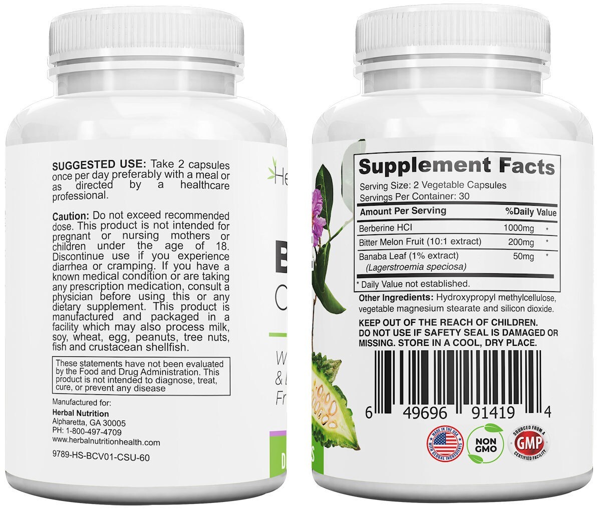 Three Pack Berberine Complex 1250mg Glucose Metabolism, Immunity & Weight Loss