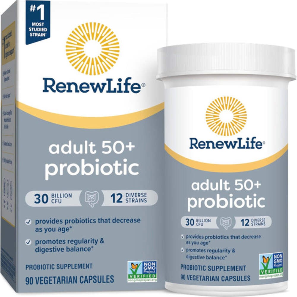 Renew Life Probiotic Adult 50 Plus Probiotic Capsules, Daily Supplement Supports