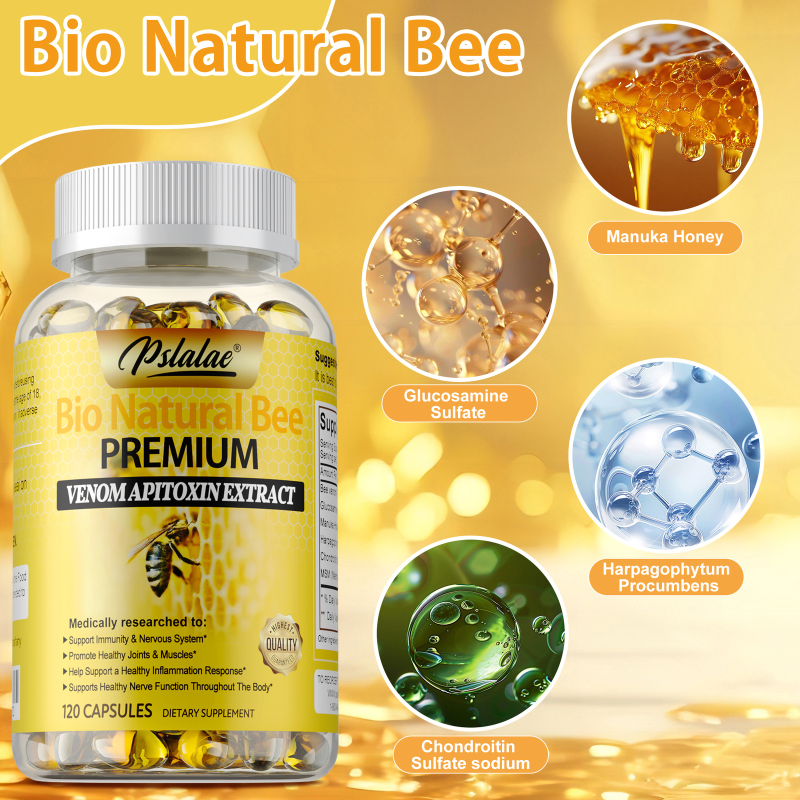 Bio Natural Bee – Glucosamine, Chondroitin, MSM, Joint Support, Pain Relief