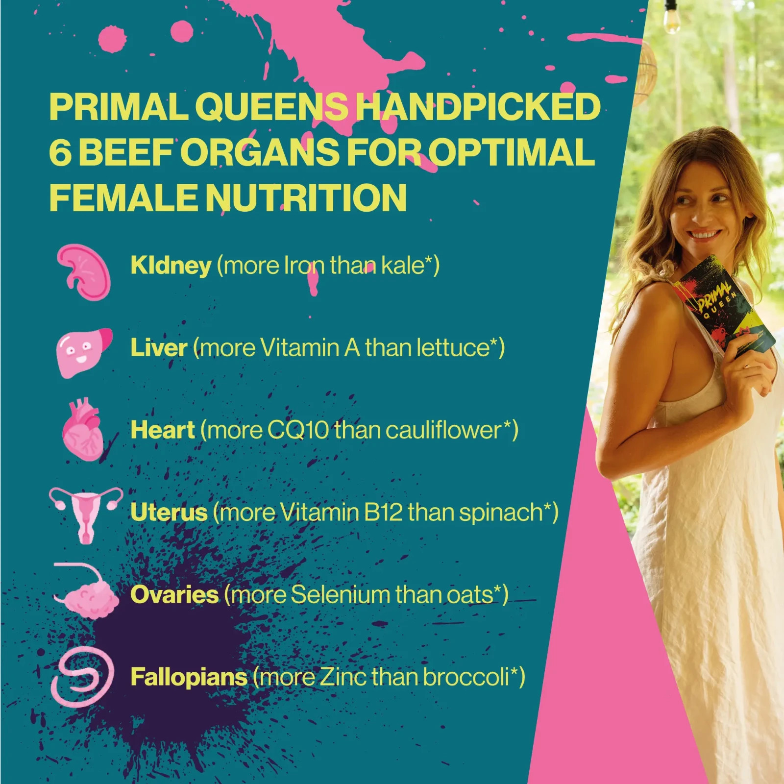 NEW Primal Queen Beef Organ Supplement for Women 60ct – 1 MONTH SUPPLY