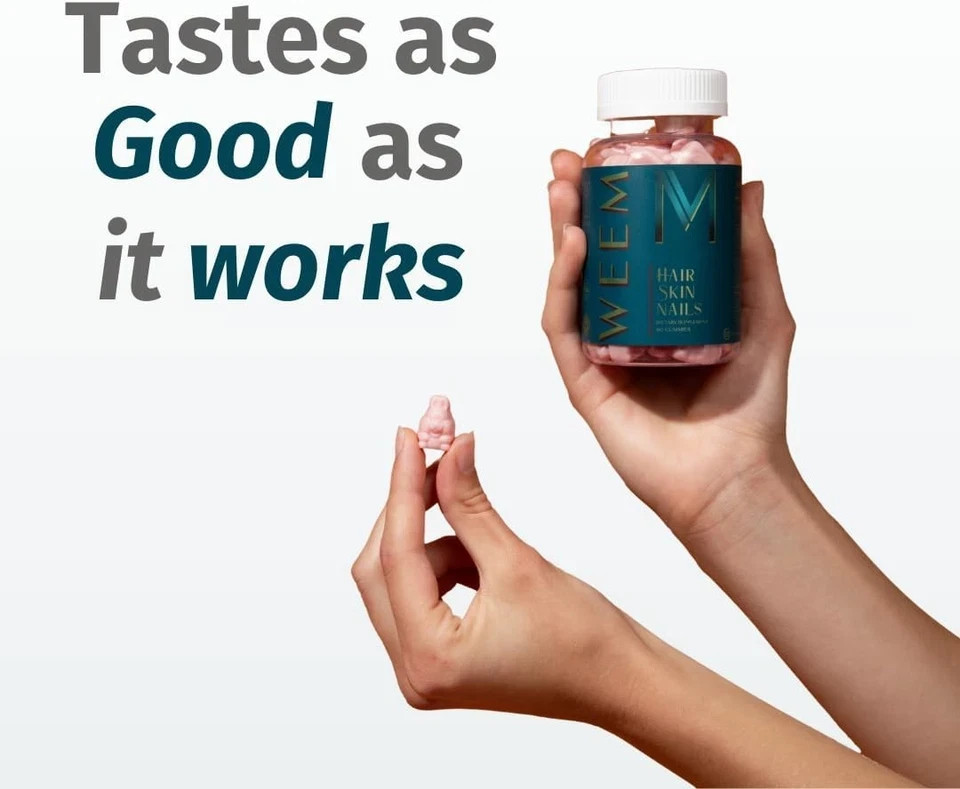 Hair WEEM Skin and Nails Gummies, Healthy biotin Vitamins, Vegan Hair (Pack 3)