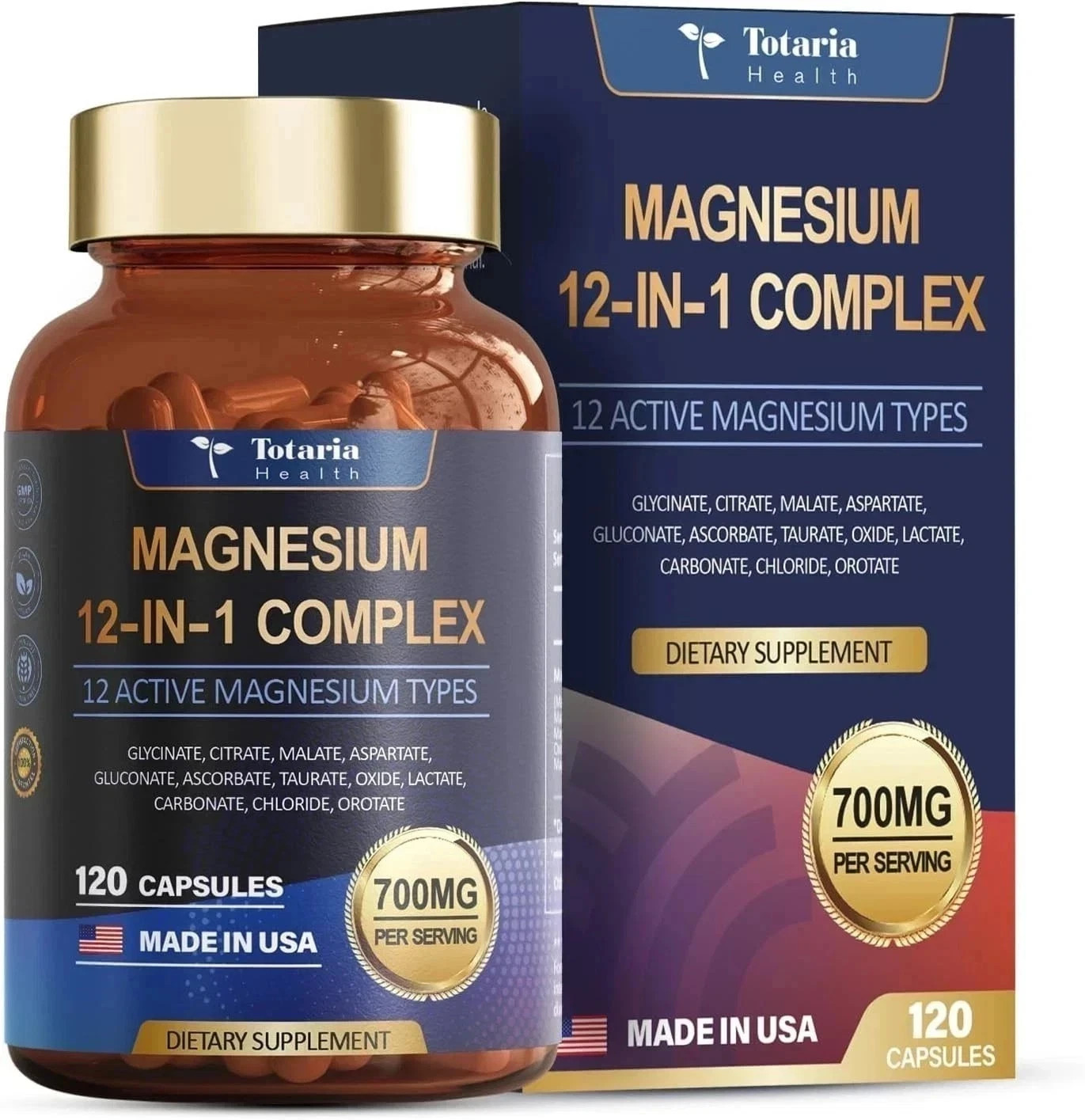 Magnesium 12 in 1 Complex 700mg – Glycinate Citrate Malate Taurate – 3 Bottles