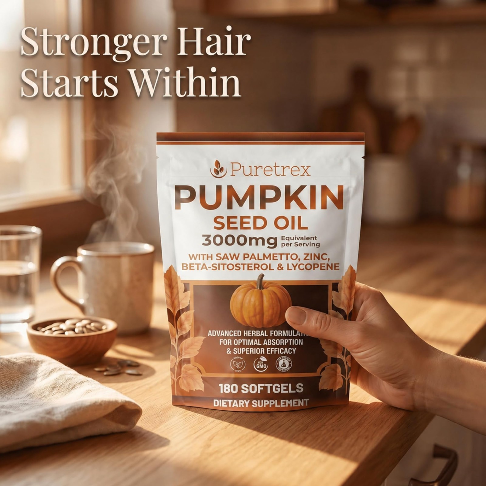 Pumpkin Seed Oil 3000mg with Saw Palmetto & Beta-Sitosterol for Prostate Health,