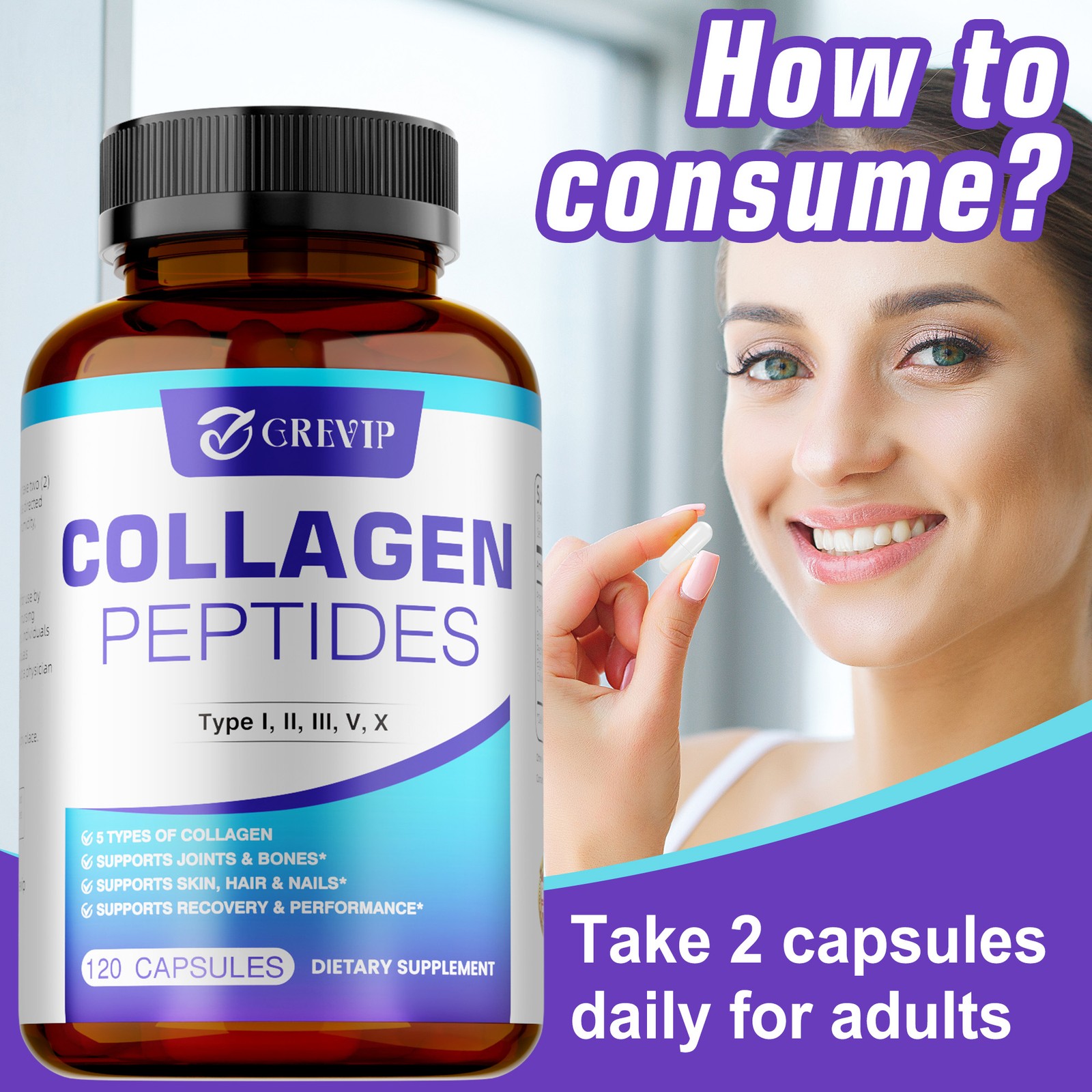 Collagen Peptides 120pcs-Promotes Collagen Production,Improves Skin,Joint Health