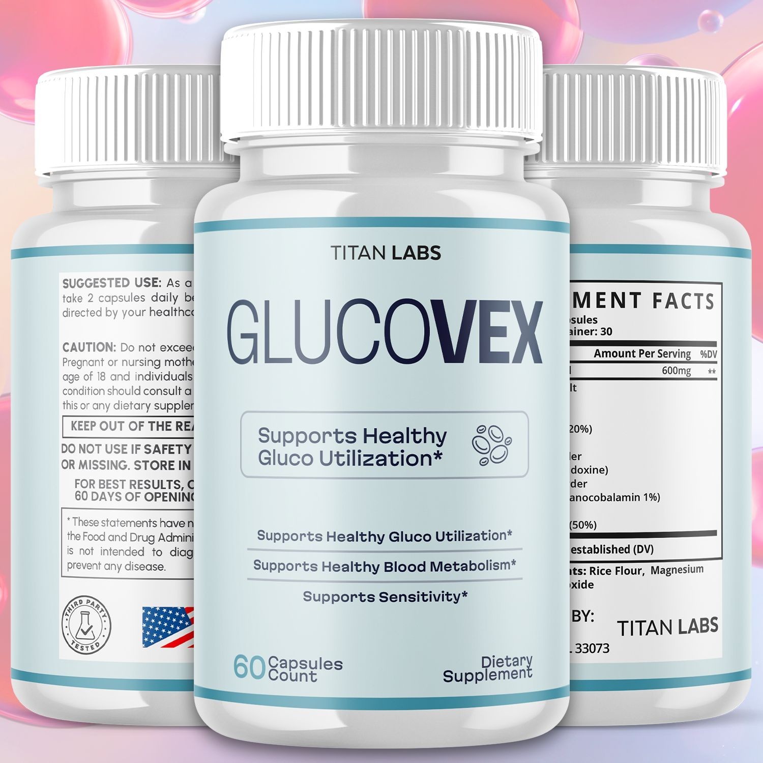 (1 Pack) Glucovex Advanced Blood Support Max Supplement Gluco Vex 60 Capsules