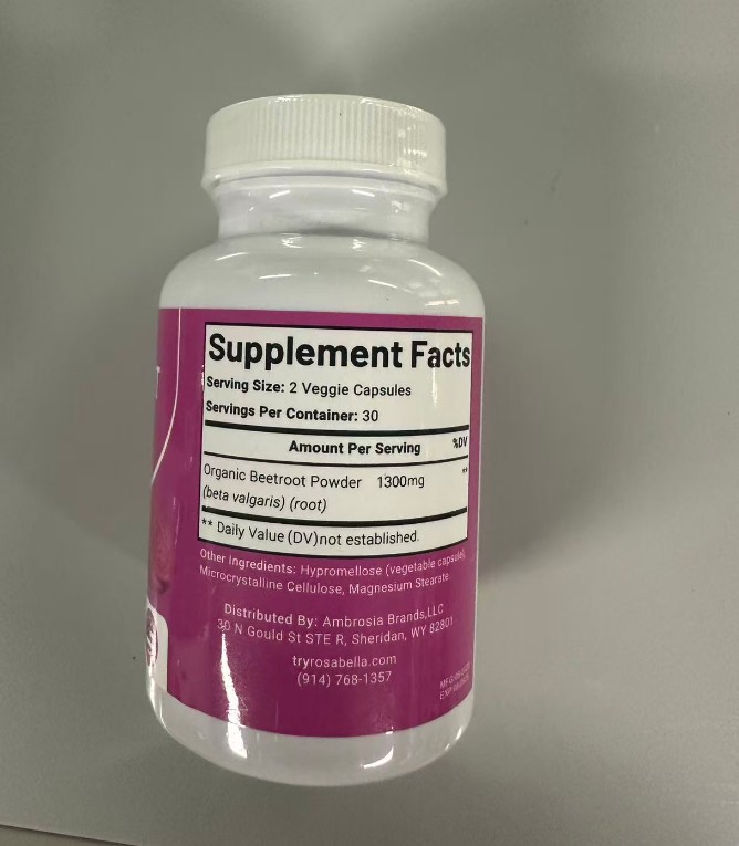 1-3pack Capsules Rosabella Supports Blood Pressure 60Ct Organic Beet Root Powder