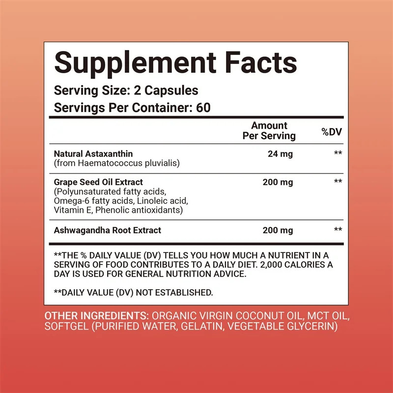 Astaxanthin 120pcs – Antioxidant, Heart, Joint & Skin Health, Improves Digestion
