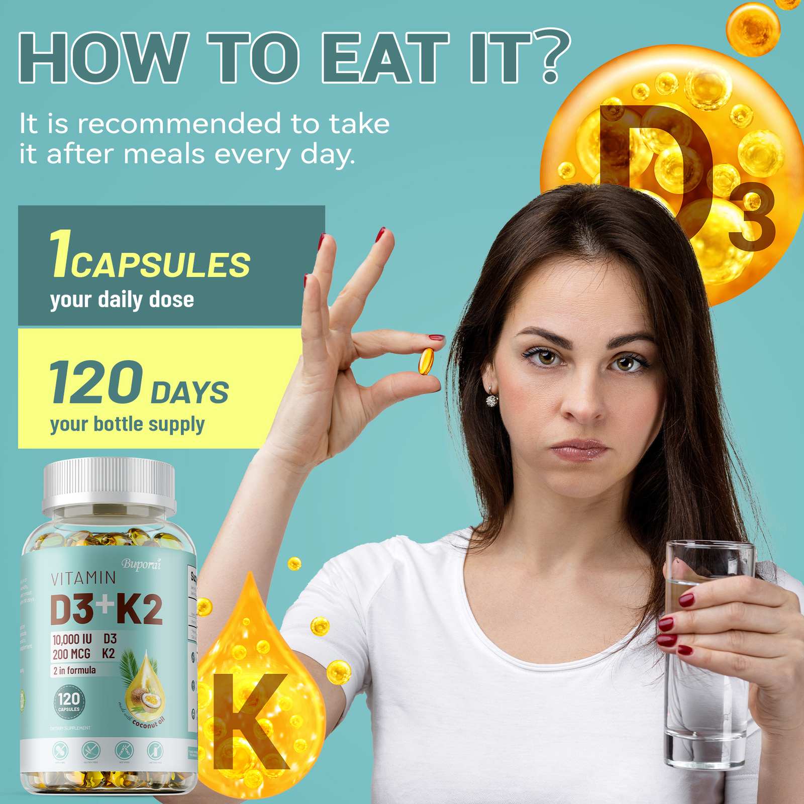 Vitamin D3 + K2-Immune & Metabolism Support-Bone & Joint Health,Boosts Immunity