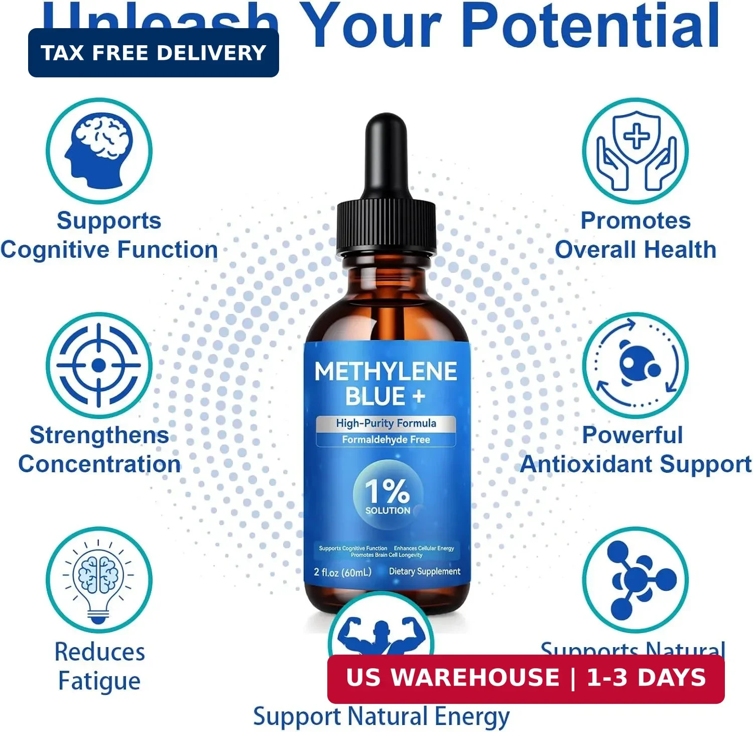 Blue Supplement – Pharmaceutical Grade, 2 FL OZ, 1% USP Grade, Liquid