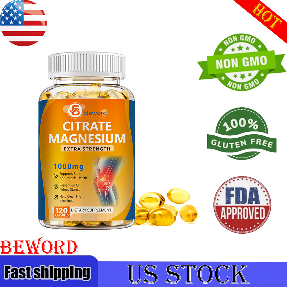 Magnesium Citrate Capsules 1000mg Per Serving – Highest Potency 120 Capsules