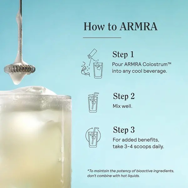 3-pieces ARMRA Colostrum Unflavored Jar Grass-Fed Immune Fitness Brain Benefits
