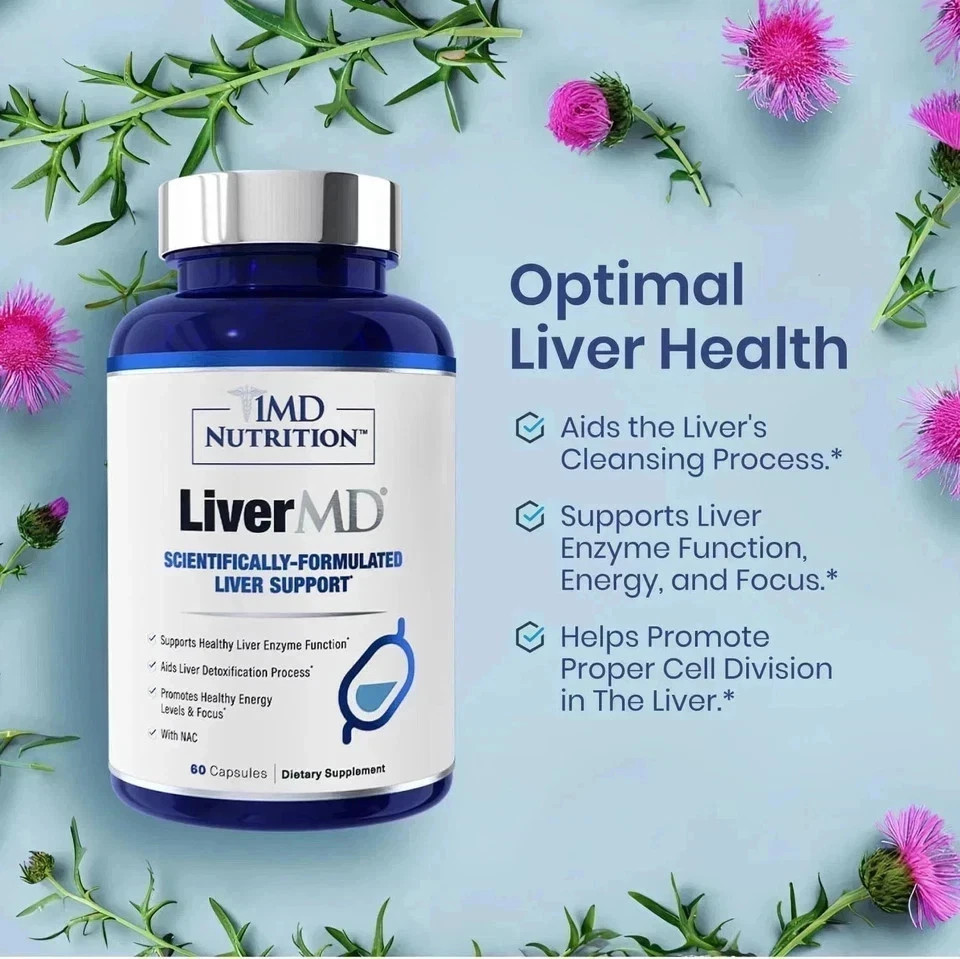 1MD Nutrition LiverMD support healthy liver, 60 Caps, (Pack of 3)