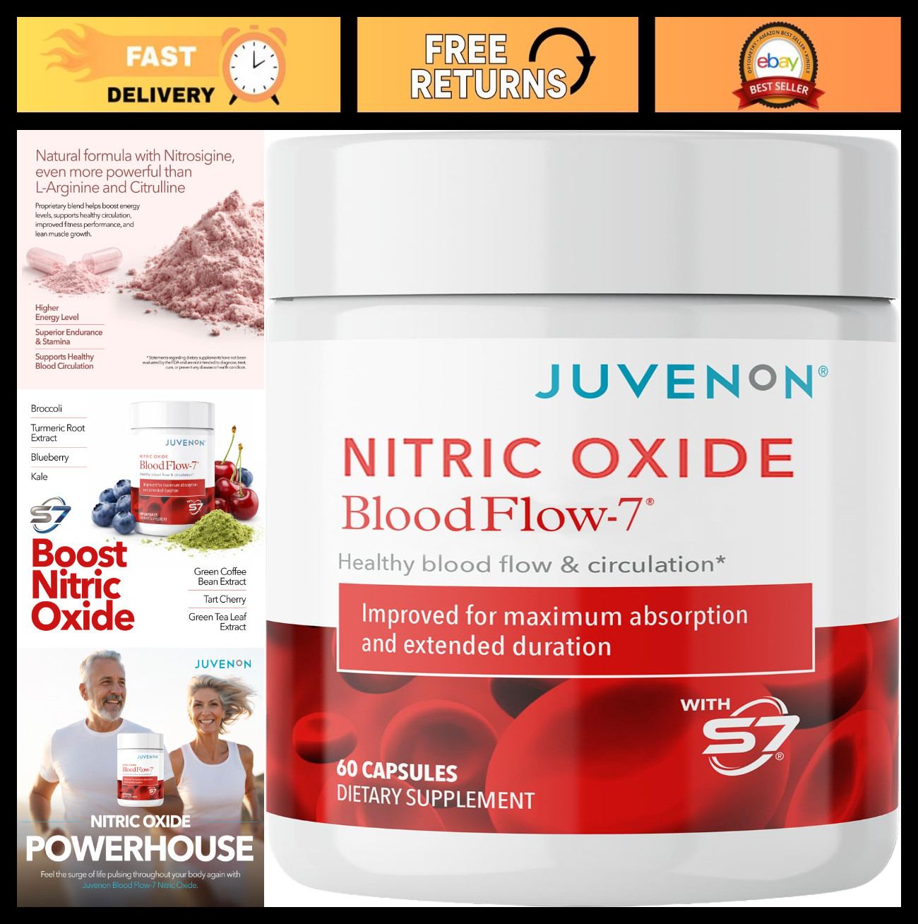 Natural Nitric Oxide Booster for Blood Flow & Circulation Support – 1-Pack
