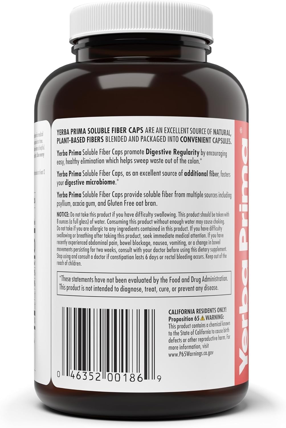 Soluble Fiber Capsules – 180 Count, Natural & Non-GMO Digestive Support